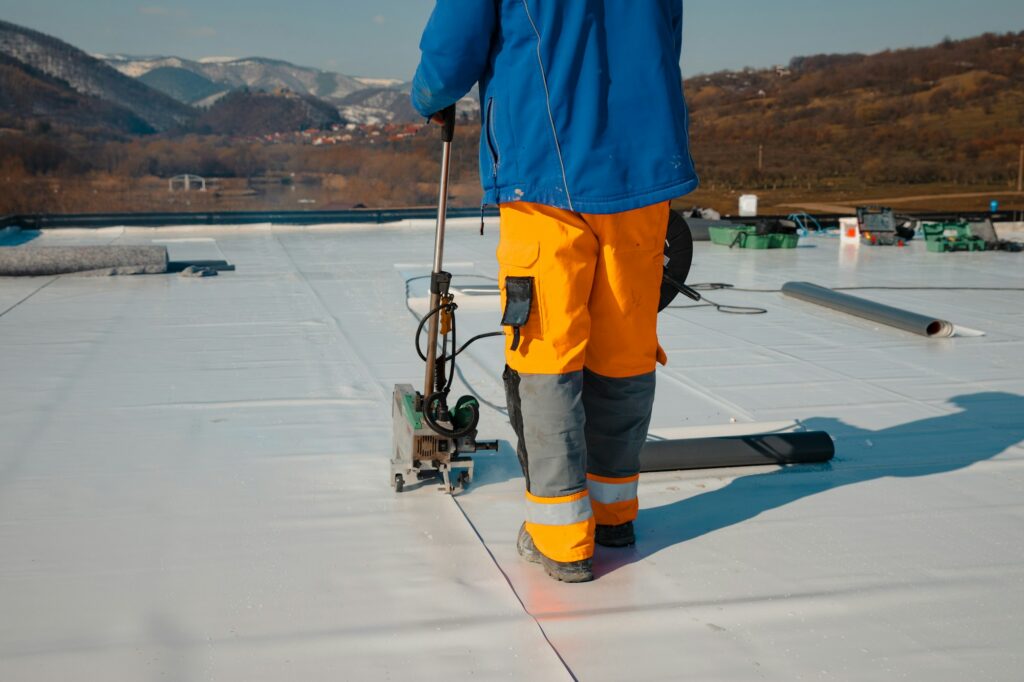 Waterproofing and insulation at construction site, waterproofing membrane preventing water