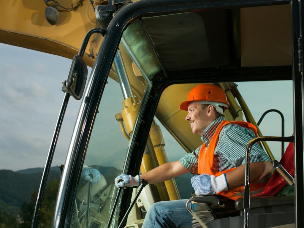 happy excavator driver